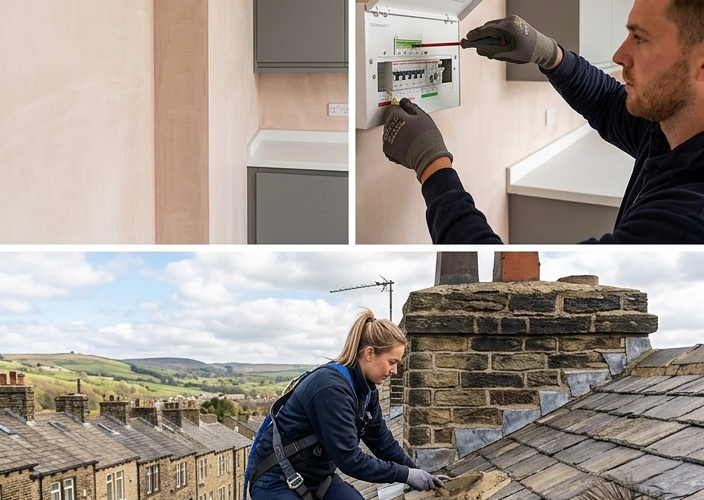 property services, Huddersfield, house extension, roofing, kitchen fitting, landscaping, groundwork, plumbing, electrician, security systems, West Yorkshire
